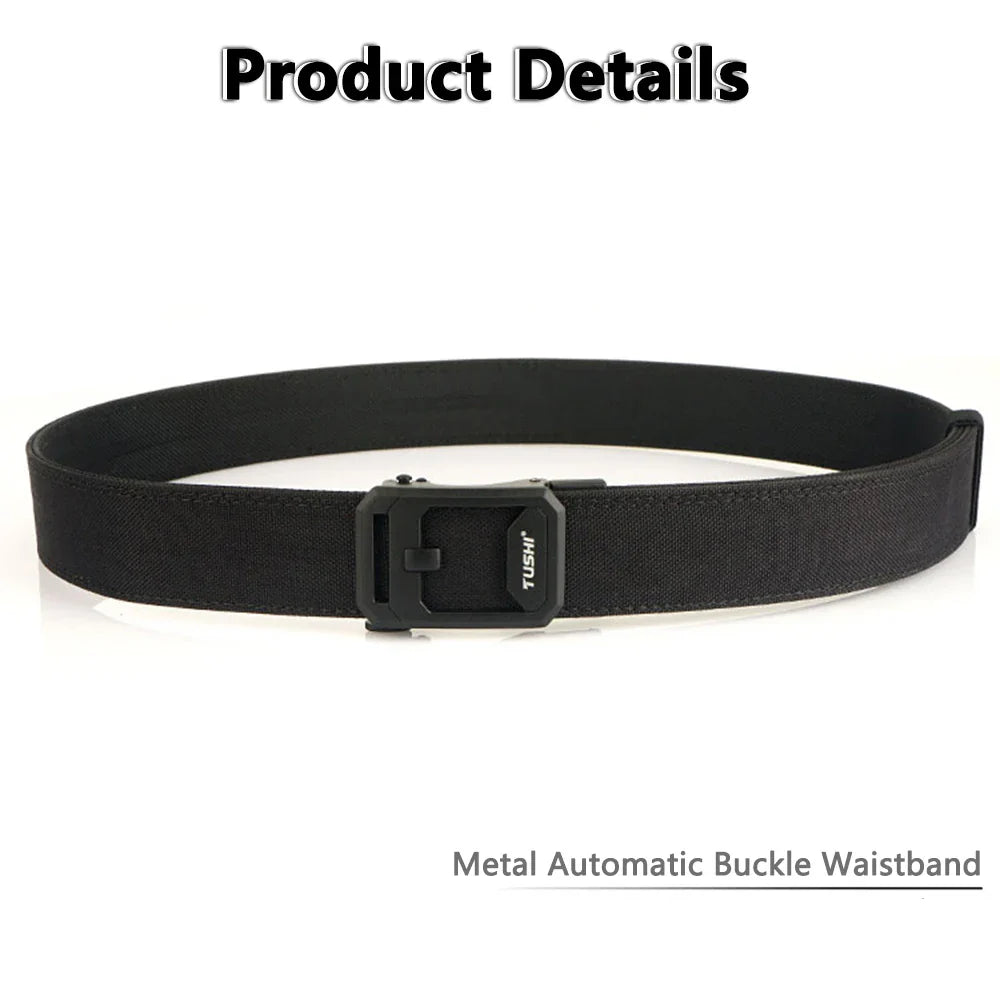 TUSHI Hard Tactical Belt for Men – Sturdy Nylon with Metal Automatic Buckle, Military & Police Duty, Outdoor IPSC Accessories