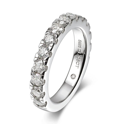 Serenity D Color VVS1 Moissanite Row Ring 1.4cttw — 100% S925 Sterling Silver Lab Diamond Ring for Women, 18K Plated Anniversary Gift