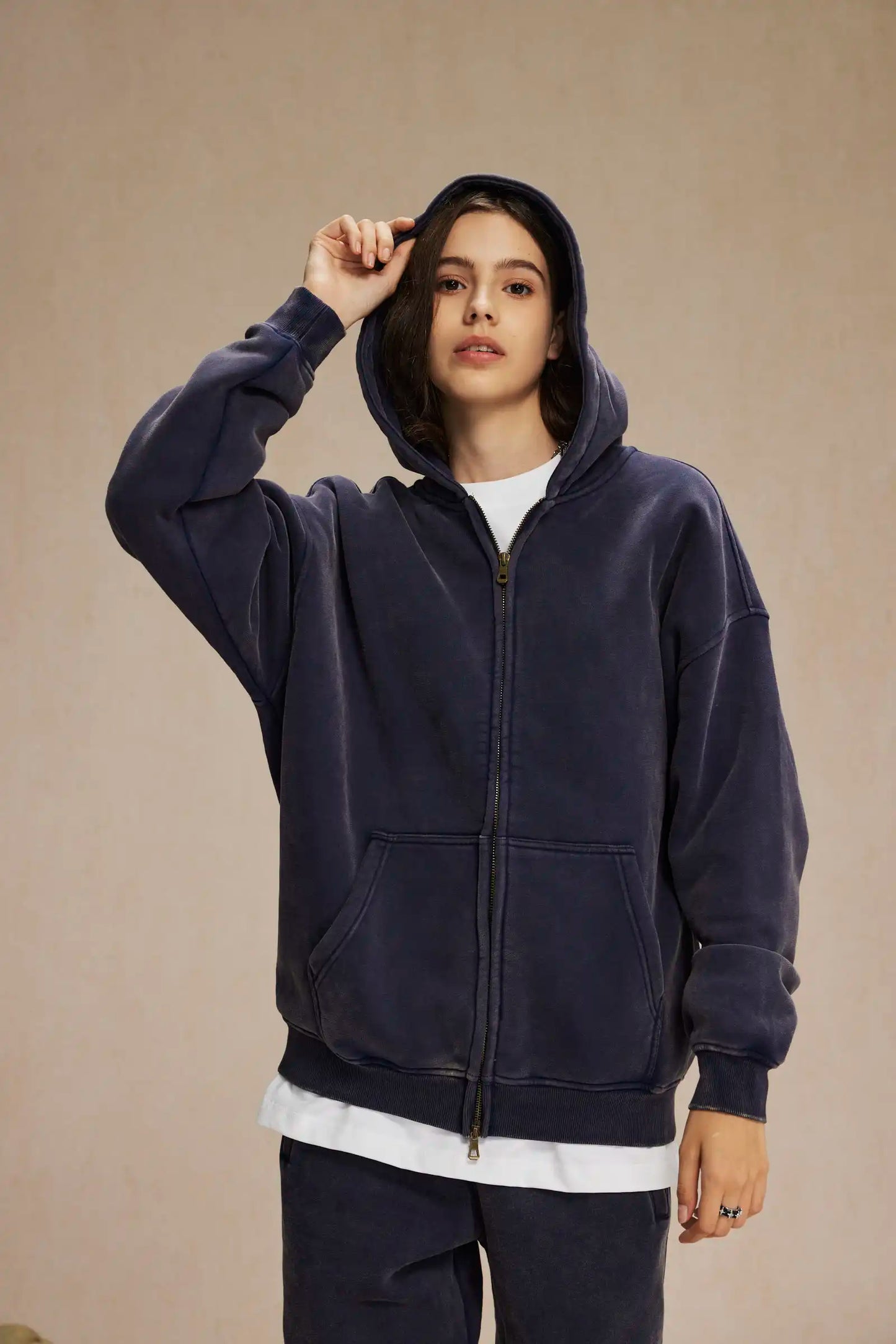 Batik Fleece Zipper Hoodie – Warm Ethnic Style Zip-Up Sweatshirt