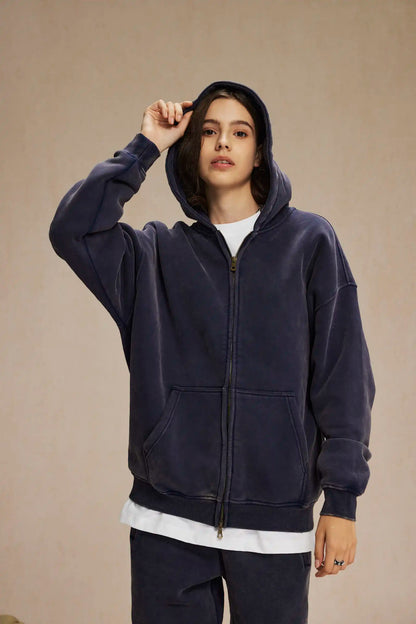 Batik Fleece Zipper Hoodie – Warm Ethnic Style Zip-Up Sweatshirt