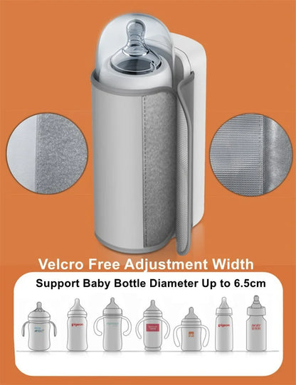 Rechargeable Baby Bottle Warmer: 6-Level Temperature Adjustment with Display - Breastfeeding Sleeve for Convenient Feeding