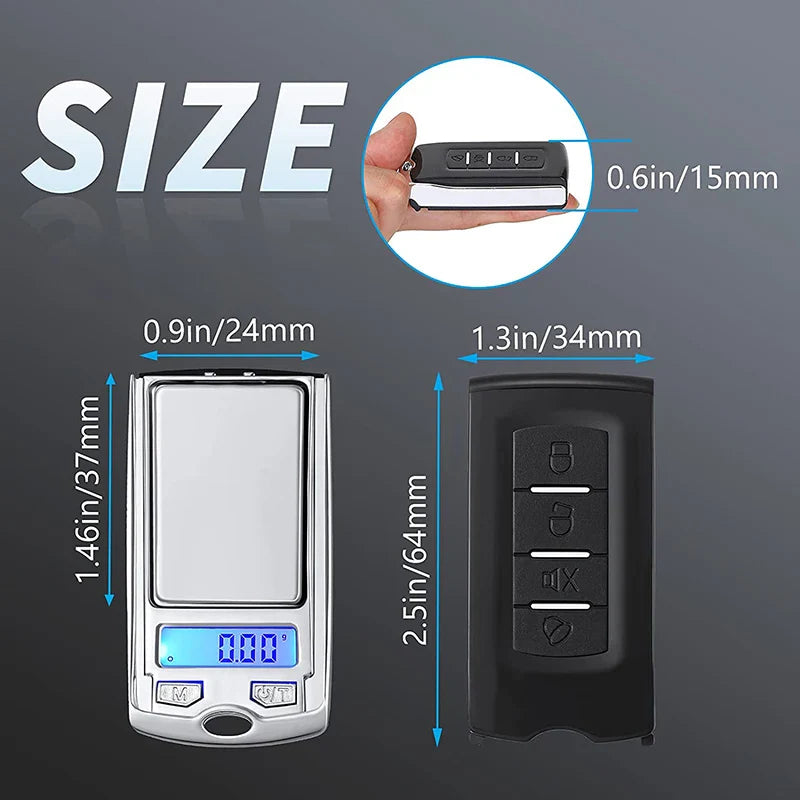 1Pcs Precision Portable Car Key Shape Mini Digital Pocket Gram Scale - 200g/100g Capacity, 0.01g Accuracy, LCD Display, Batteries Included