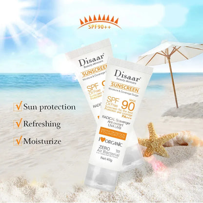 SPF 90+ Waterproof Sunscreen Cream – Facial & Body Sunblock with UV Protection for Outdoor & Seaside Skin Defense