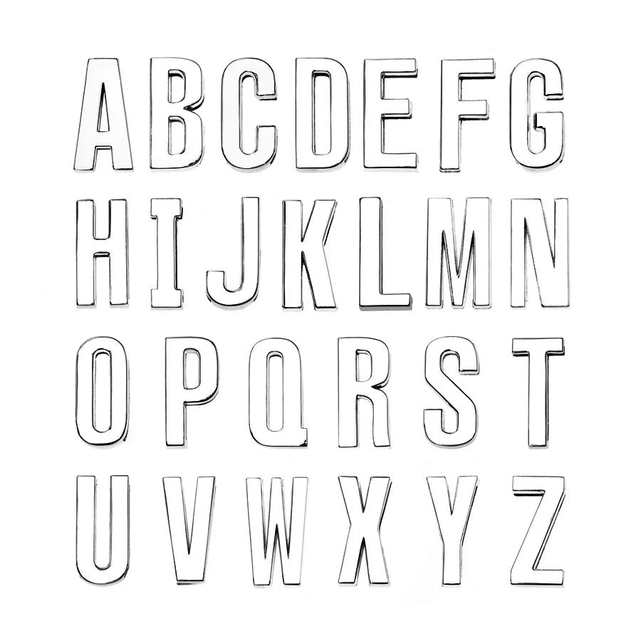 12PCS 30mm Chrome Alphabet Slide Charms A–Z – DIY Bracelet, Wristband, Pet Collar & Jewelry Making Beads