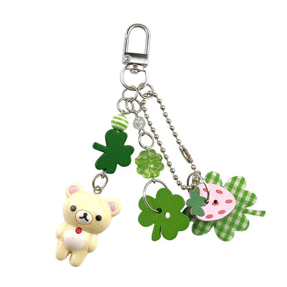 Cute Bell Bear Phone Charm - Y2K Handmade Strawberry Beaded Keychain & Matching Couple Gift Accessory