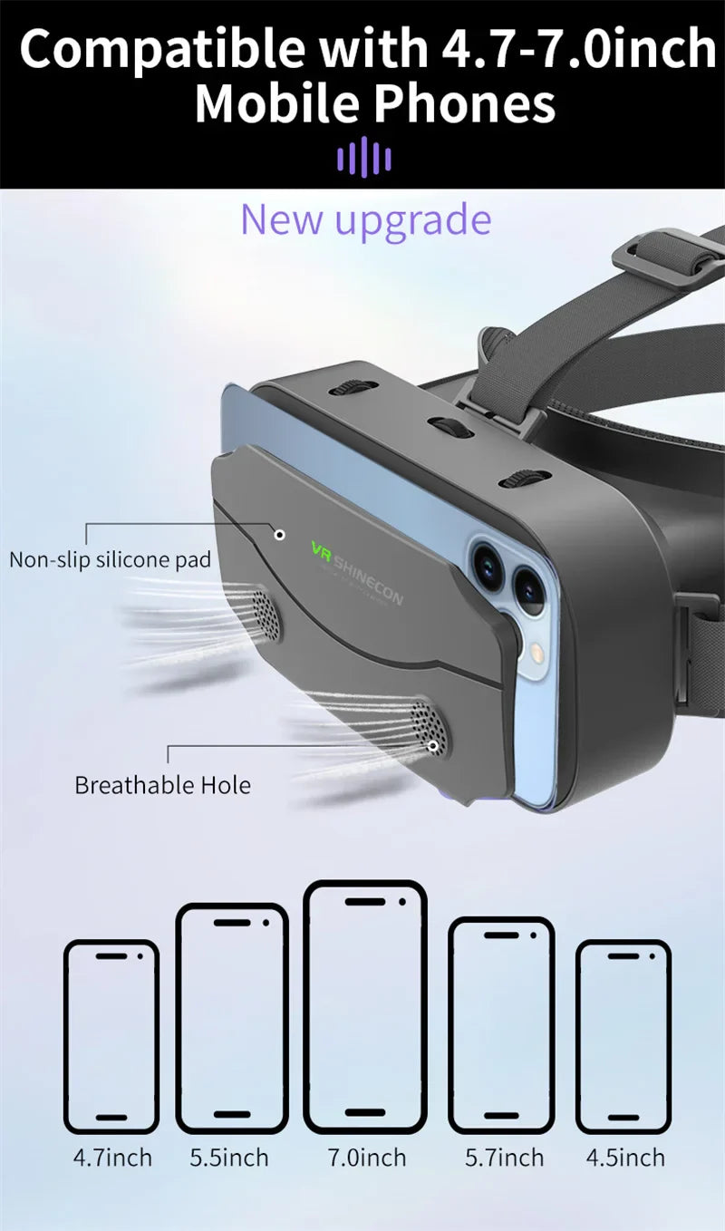 G13 IMAX Giant Screen VR Glasses — 3D Virtual Reality Helmet for 4.7–7" Phones, Game Controller Compatible