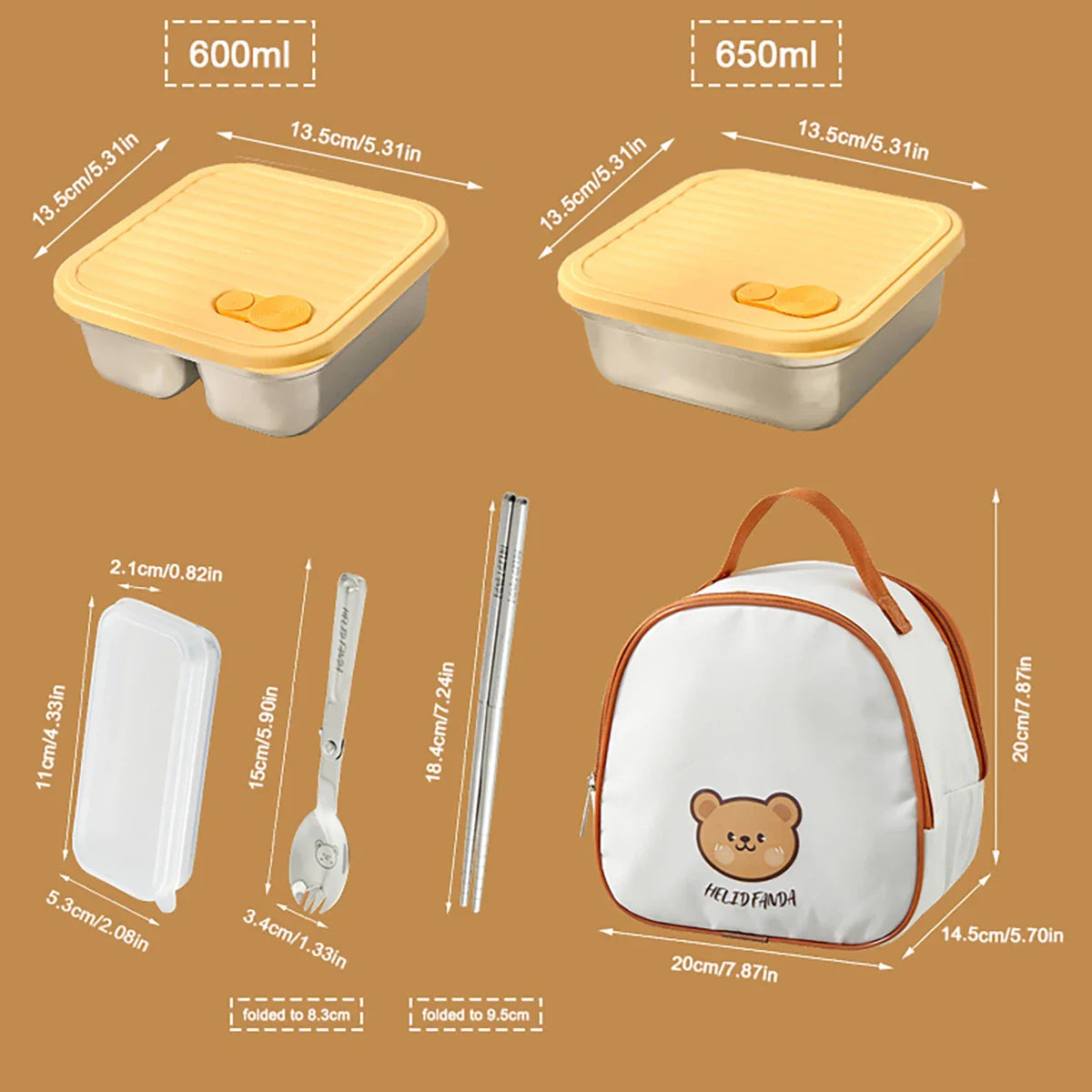 WORTHBUY 304 Stainless Steel Lunch Box with Lid — Portable Leak-Proof Stackable Bento Box for Fruit, Salad, and Food Storage, Ideal for Students