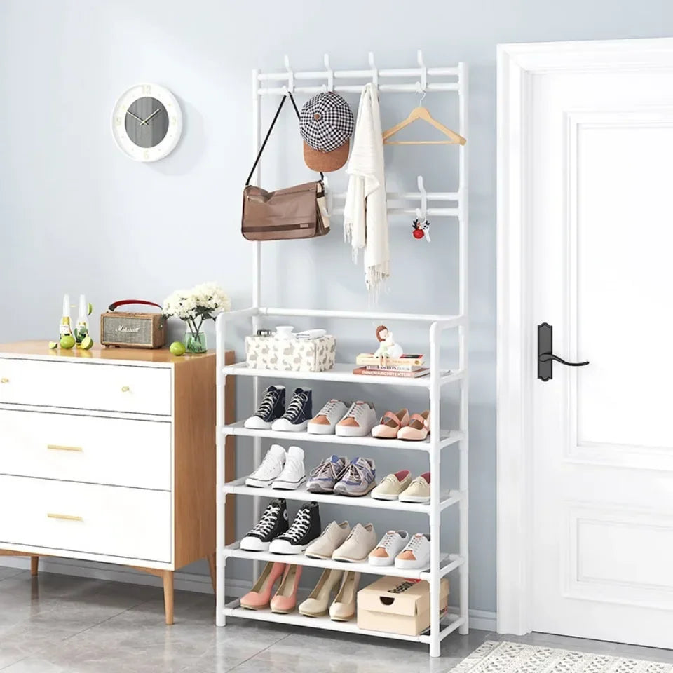 Multi-Layer Shoe and Hat Rack - Multifunctional Floor Standing Storage for Shoes, Sneakers, and Coats, Dormitory Organizer Cabinet
