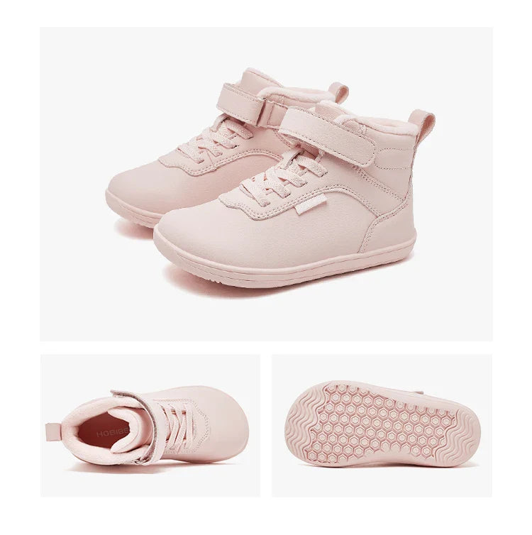 HOBIBEAR Kids Winter Shoes – Wide Toe Box Faux Fur Lined Ankle Sneakers for Boys & Girls