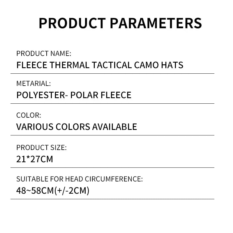 Men & Women Winter Fleece Watch Cap — Windproof Tactical Beanie for Hiking, Hunting & Outdoor Use