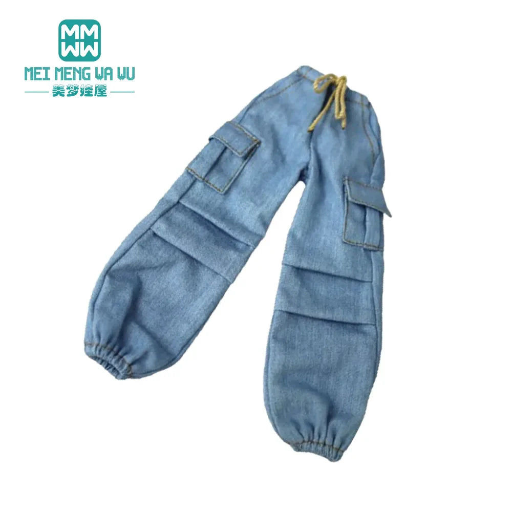 Blythe & Azone OB22/OB24 Doll Clothes — Fashion Jeans Overalls in Khaki, Army Green, Denim Blue, Pink & Black