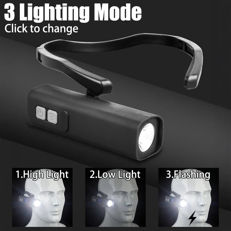 2025 Ear-Hanging LED Headlamp 1000 Lumens – Motion Sensor Hands-Free Light with 3 Modes for Camping, Running & Repair