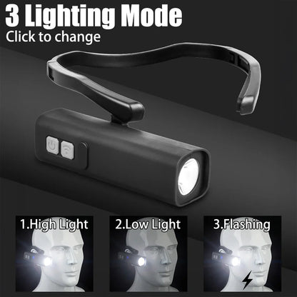 2025 Ear-Hanging LED Headlamp 1000 Lumens – Motion Sensor Hands-Free Light with 3 Modes for Camping, Running & Repair