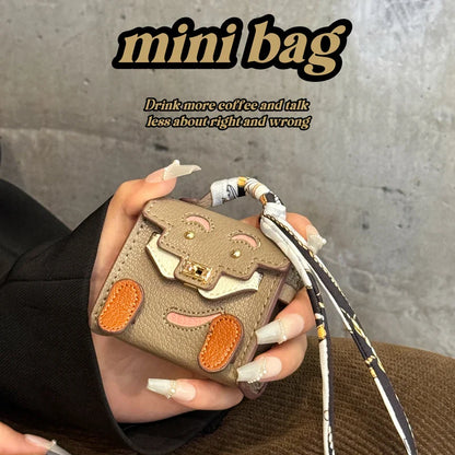 Mini PU Leather Handbag Pendant – Decorative Case for AirPods 2/3/4/Pro 2 and Galaxy Buds 3/3Pro/Buds FE
