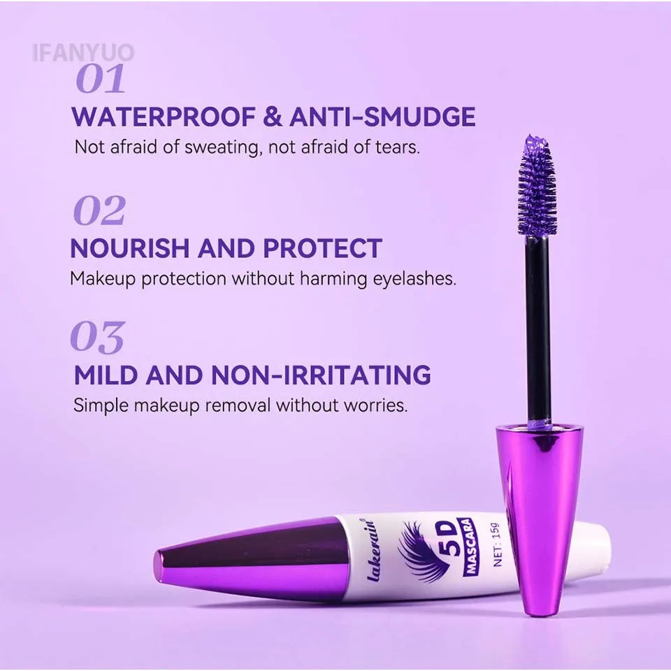 Red Wine Brown 5D Mascara — 3D Curling, Waterproof, Non-Smudge, Fast-Dry Eyelash Extension Makeup