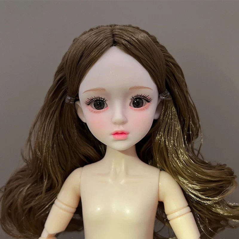 30cm 1/6 BJD Ball Jointed Doll – Starry Gray Eyes with Lolita Fashion Dress, DIY Toy Gift for Girls