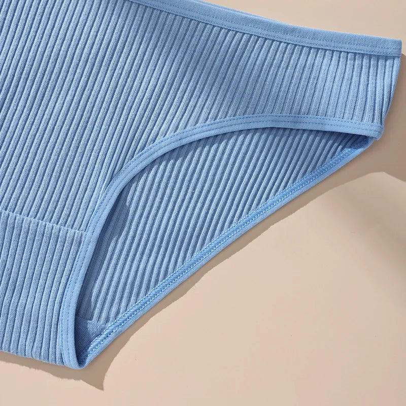 Women's Cotton Briefs - 7-Piece Low-Rise Breathable Striped Underwear Set for Women