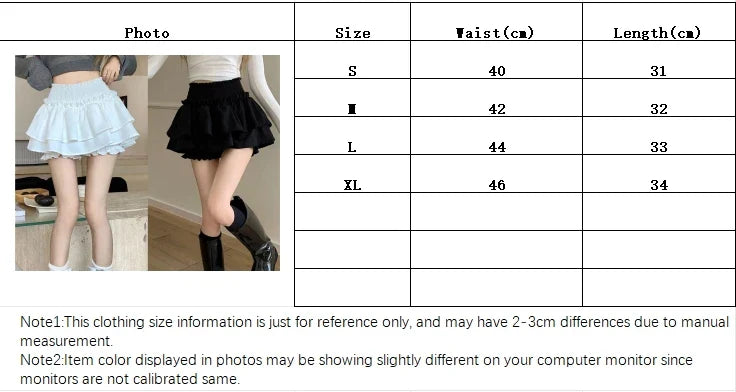 Women’s Cute Sexy Mini Skirt — Balletcore Elastic High Waist Ruffle Patchwork Lolita Skirt, Short Korean Sweet Y2K Fashion
