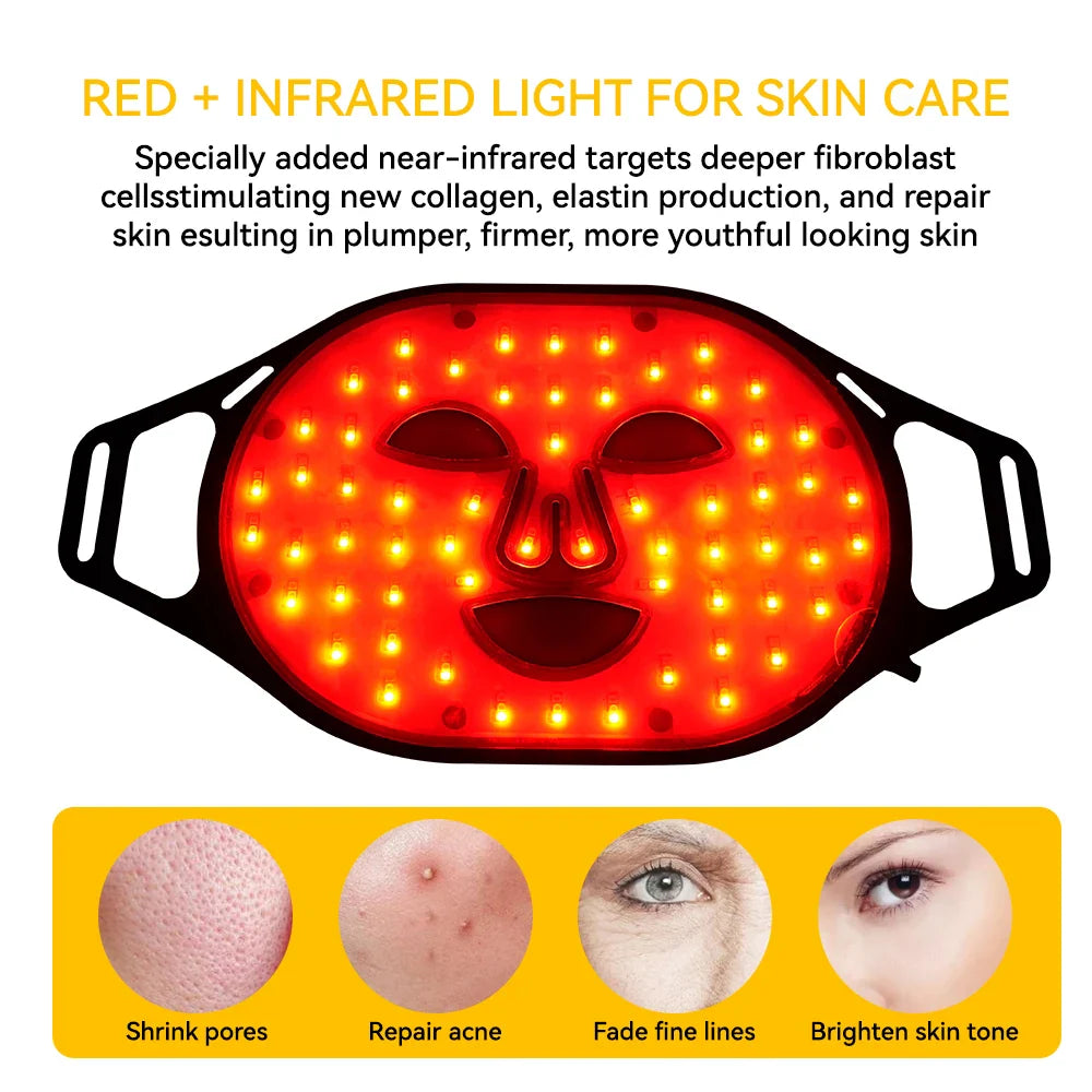 Lescolton Red LED Light Therapy Mask - Infrared Flexible Silicone, 4-Color Anti-Aging Advanced Photon Mask