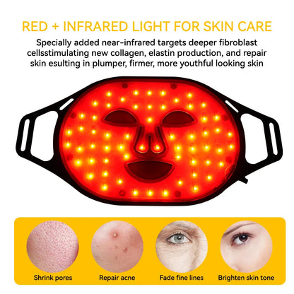 Lescolton Red LED Light Therapy Mask - Infrared Flexible Silicone, 4-Color Anti-Aging Advanced Photon Mask
