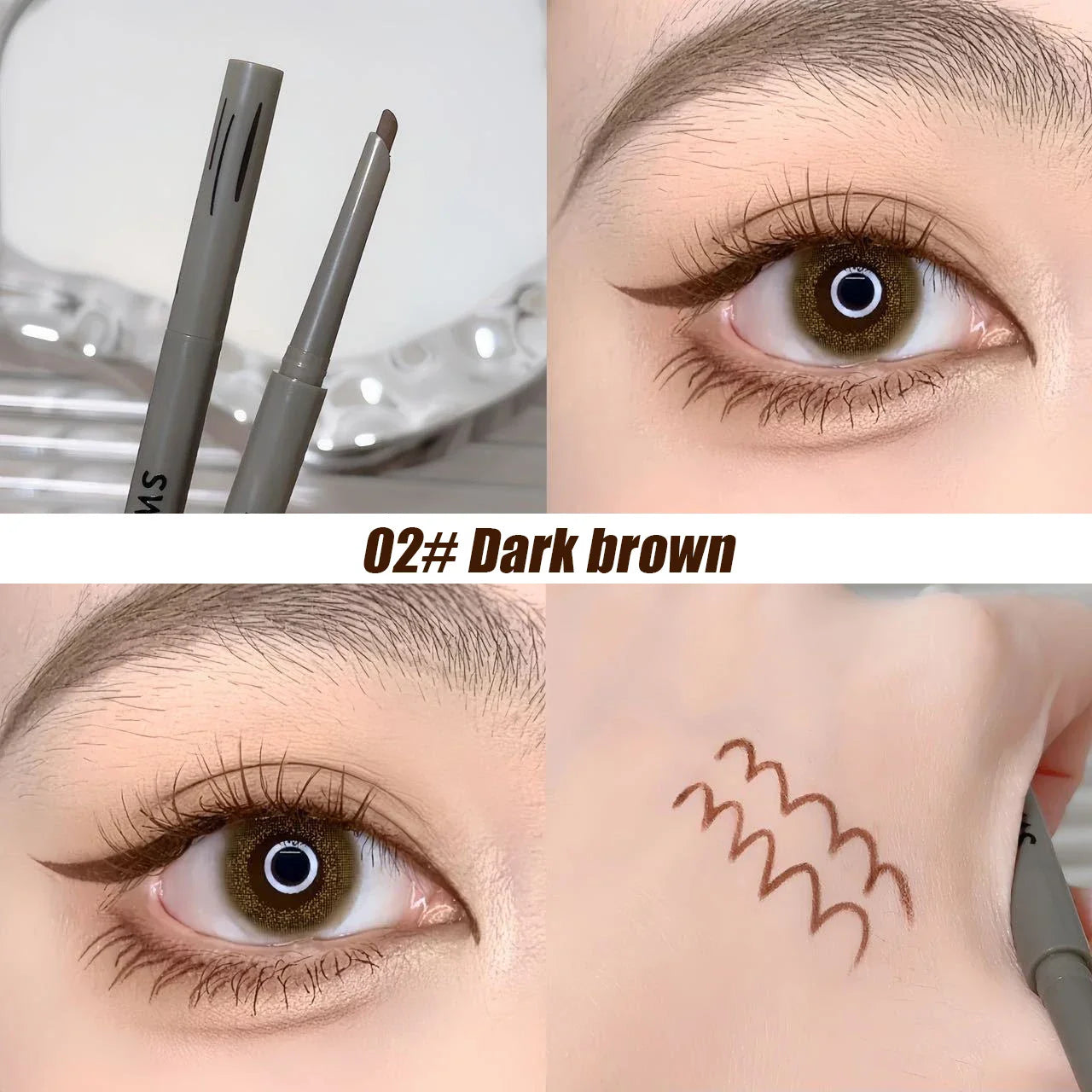 Silky Long-Lasting Waterproof Eyeliner Pencil – Natural Matte Wine Red Eye Makeup Pen