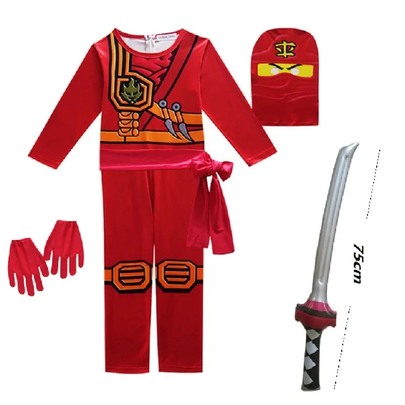 NINJA Cosplay Costume – Boys & Girls Jumpsuit Set for Halloween, Christmas, and Party Wear
