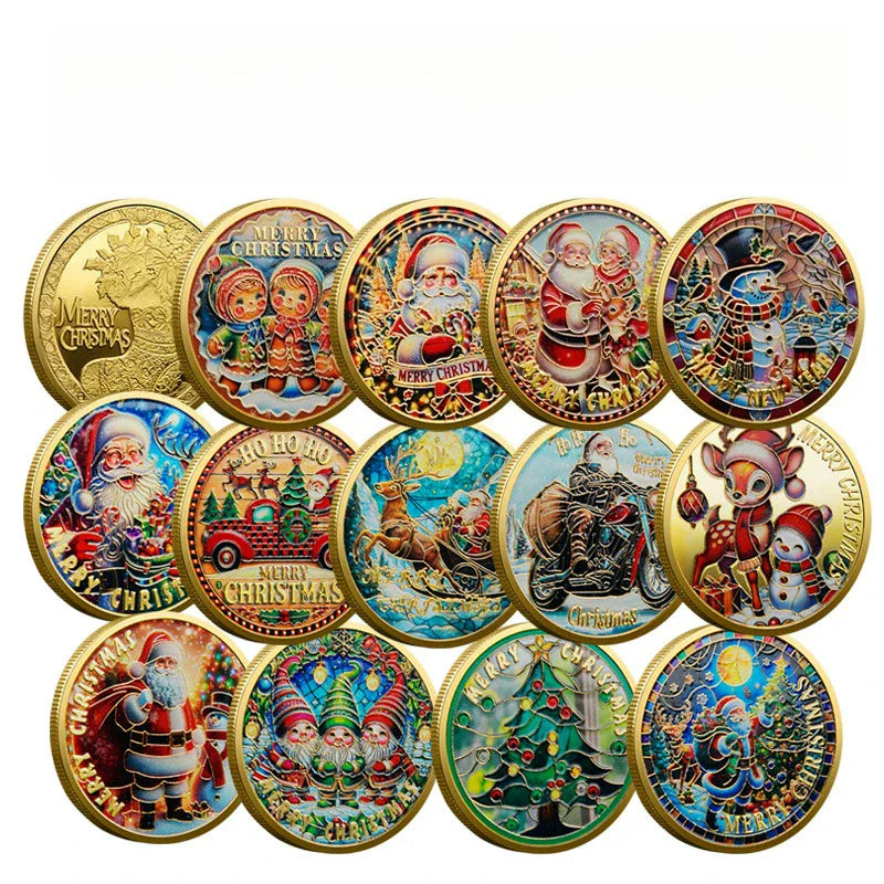 Christmas Commemorative Coin – Santa Claus Carriage & Boots Lucky Holiday Collectible Badge