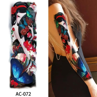16 Designs Full Arm Temporary Tattoo Sleeves - Waterproof Body Art Stickers for Men & Women Fashion Style