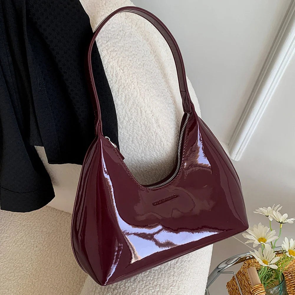 Versatile Women's Patent Leather Tote: Fashion Shoulder Bag, Satchel, and Hobo Bag - Designer Zipper Handbags