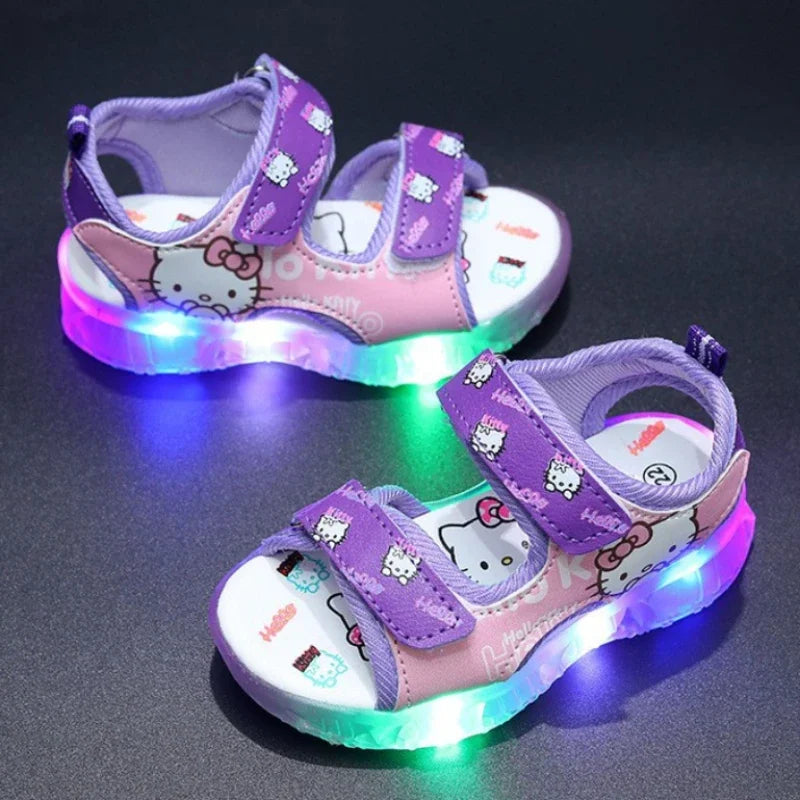 2024 Summer Baby Girls LED Hello Kitty Sandals — Cute Anti-Slip Beach & Outdoor Shoes
