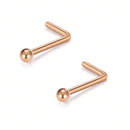 20G Stainless Steel L-Shaped Nose Stud Ring – 2mm Ball Twister Screw Nose Piercing Jewelry for Women & Men Stylish Body Accessory