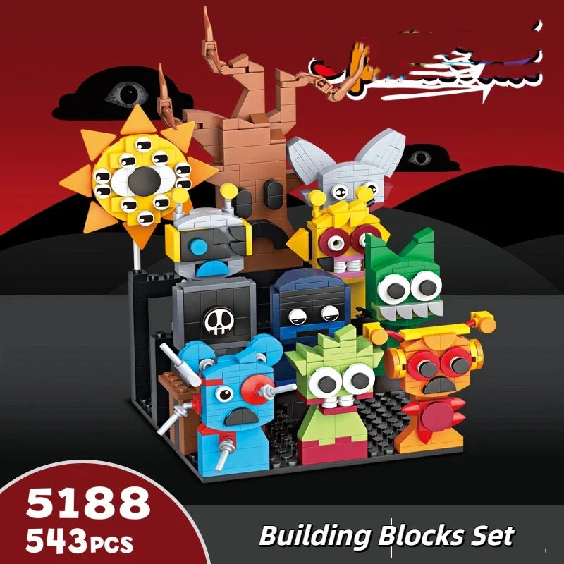 MOC Horror Anime Music Rhythm Box Game Building Blocks Set 2-in-1 Figures DIY Toy Gift