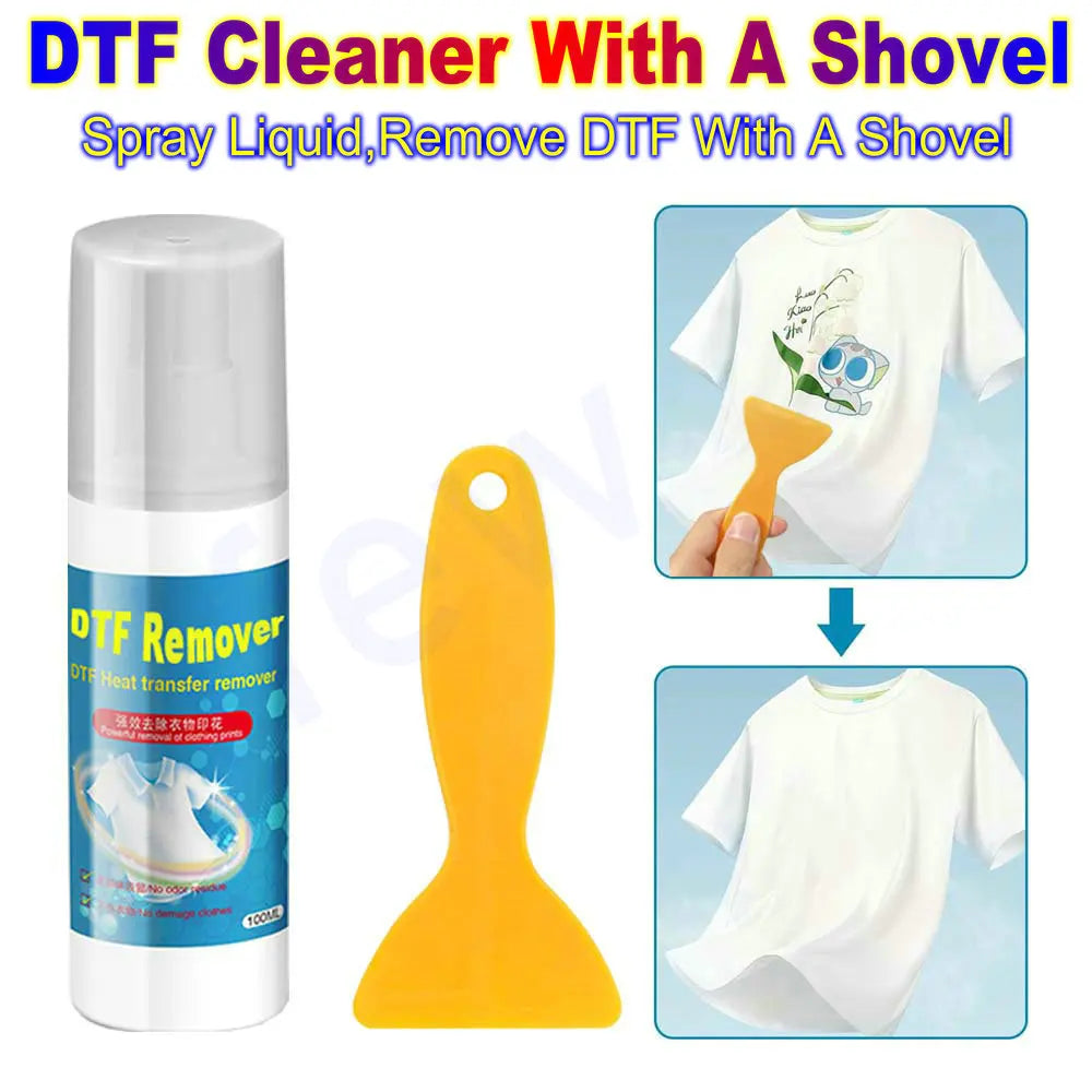 DTF Heat Transfer Vinyl Remover Liquid Kit – Adhesive Sticker & Print Removal Solution for Clothing, Shirts & Textiles, Easy Vinyl Clean-Off Formula
