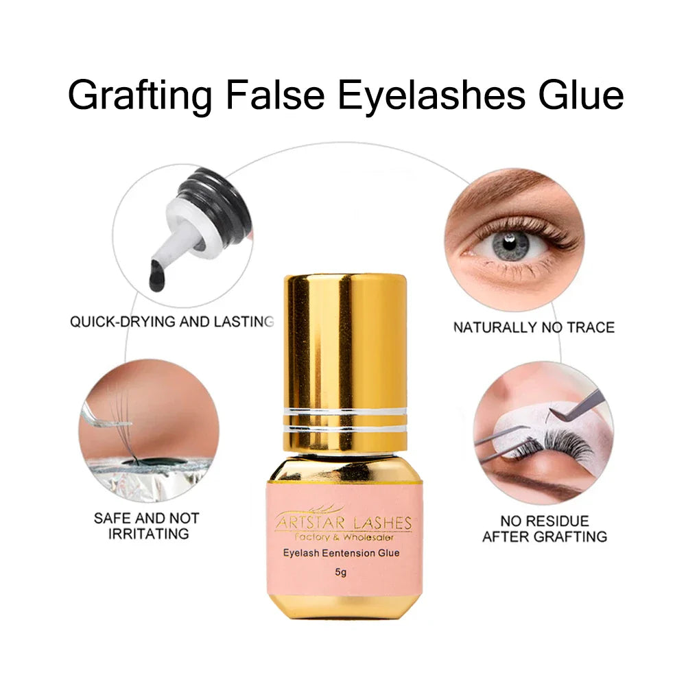ARTSTAR 5ml Eyelash Extension Glue – Fast-Drying 0.5S/1S/2S Adhesive, Low-Odor, Long-Lasting Lash Glue