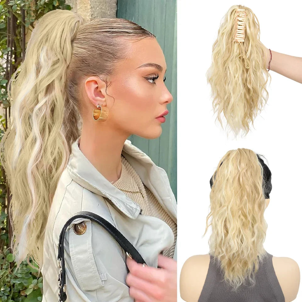 LUPU 14" Synthetic Curly Claw Clip-In Ponytail – Heat-Resistant Fashion Hair Extension for Daily Wear, Halloween & Holidays