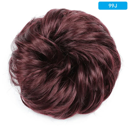 AZQUEEN Messy Bun Hair Extension – Synthetic Curly Wave Chignon Scrunchie, Elastic Band Updo Hairpiece for Women