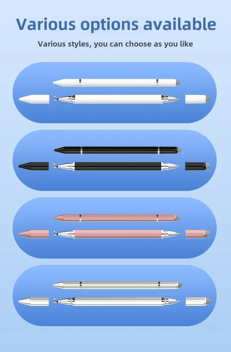 3-in-1 Magnetic Stylus Pen — Capacitive Touch Pen for iOS & Android Tablets and Smartphones, Compatible with iPad, Samsung, Xiaomi & Huawei, Drawing & Writing Tool