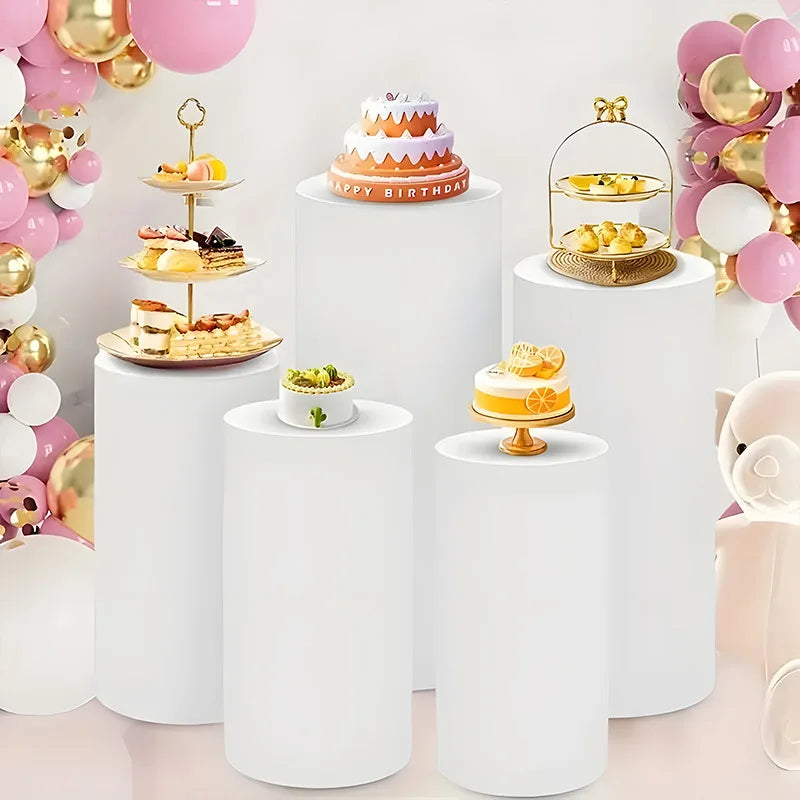 Cylinder Stand Covers - 5PCS/3PCS Elastic Fabric Decor Sleeves for Wedding, Party & Baby Shower Events