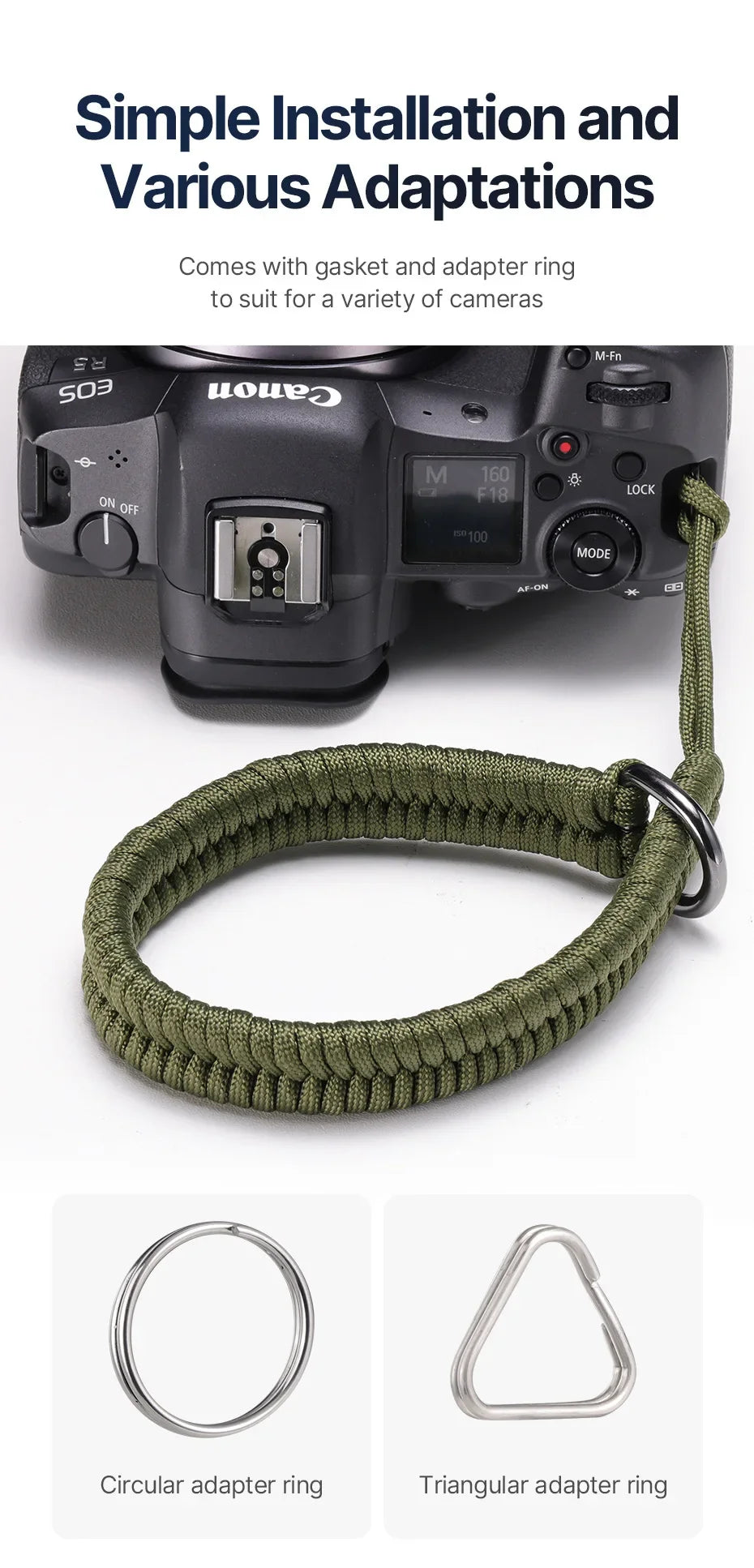 Camera Wrist Strap Hand Grip – Paracord Braided Strap for Pentax, Panasonic, Canon DSLR Cameras Accessories