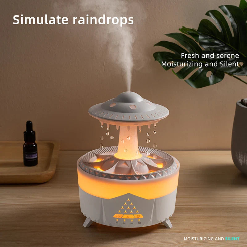 350ml Mini USB Aroma Air Humidifier — Raindrop Design with Remote Control, Colorful Light & Aromatherapy Oil Diffuser for Room