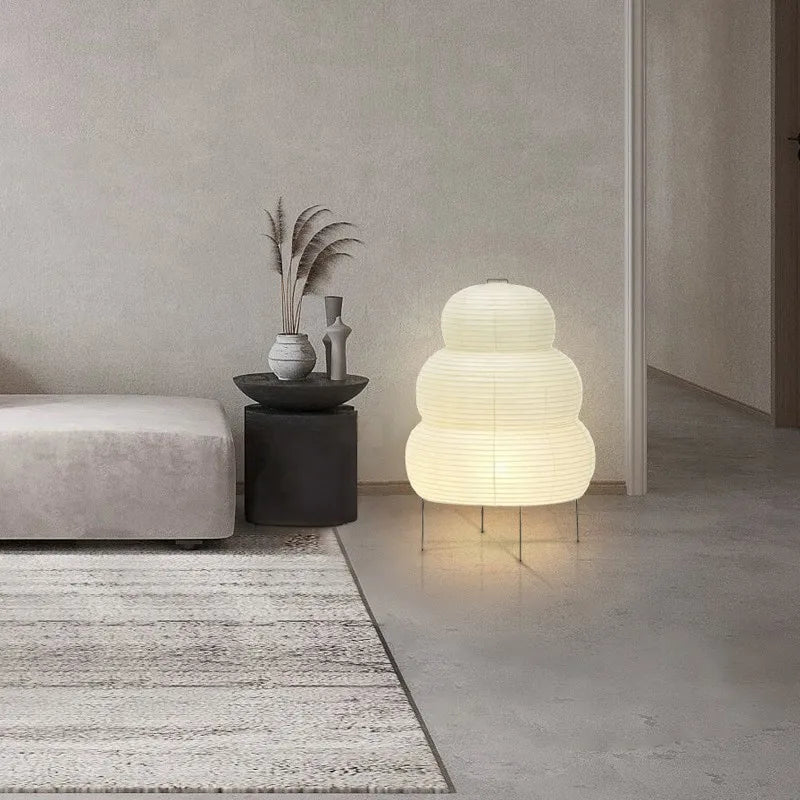 Japanese Akari Noguchi Yong Table Lamp - White Rice Paper Decorative Desk Light for Bedroom, Living Room, & Study