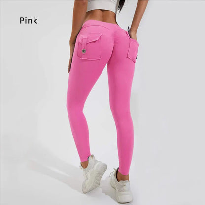 DIAS FIT JOY Women’s Nylon Yoga Pants – High-Waisted Butt-Lifting Tight Leggings with Pockets, Breathable No-T-Line Fitness Wear