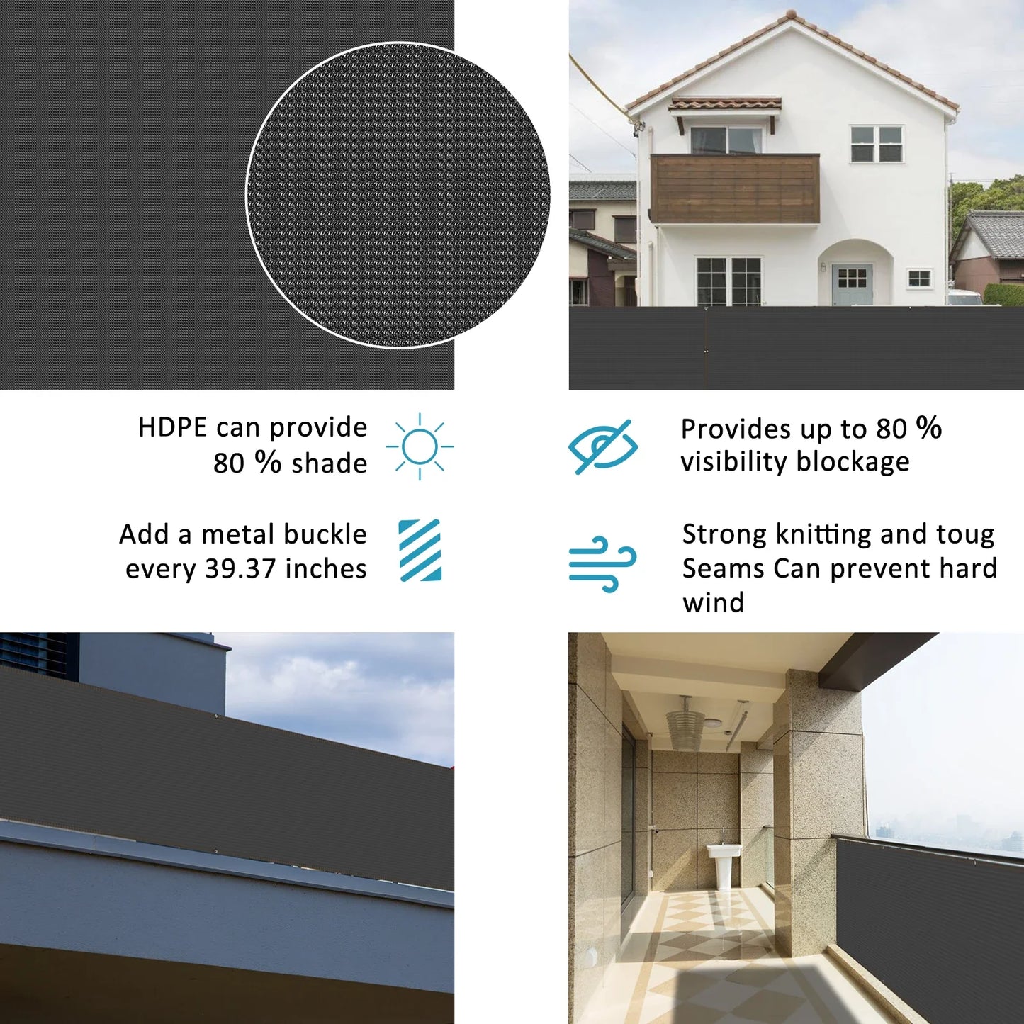 Balcony Privacy Fence Netting – 1×3m / 1×6m Sun Shade Mesh Screen Cover for Garden, Courtyard & Outdoor Fence Protection (1–2 PCS)