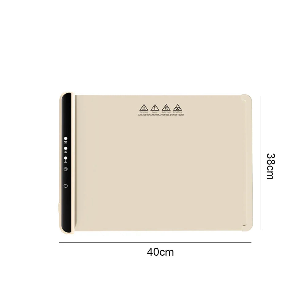 Electric Warming Tray – Foldable Portable Smart Food Warmer Plate with 3 Temperature Settings for Fast Heating