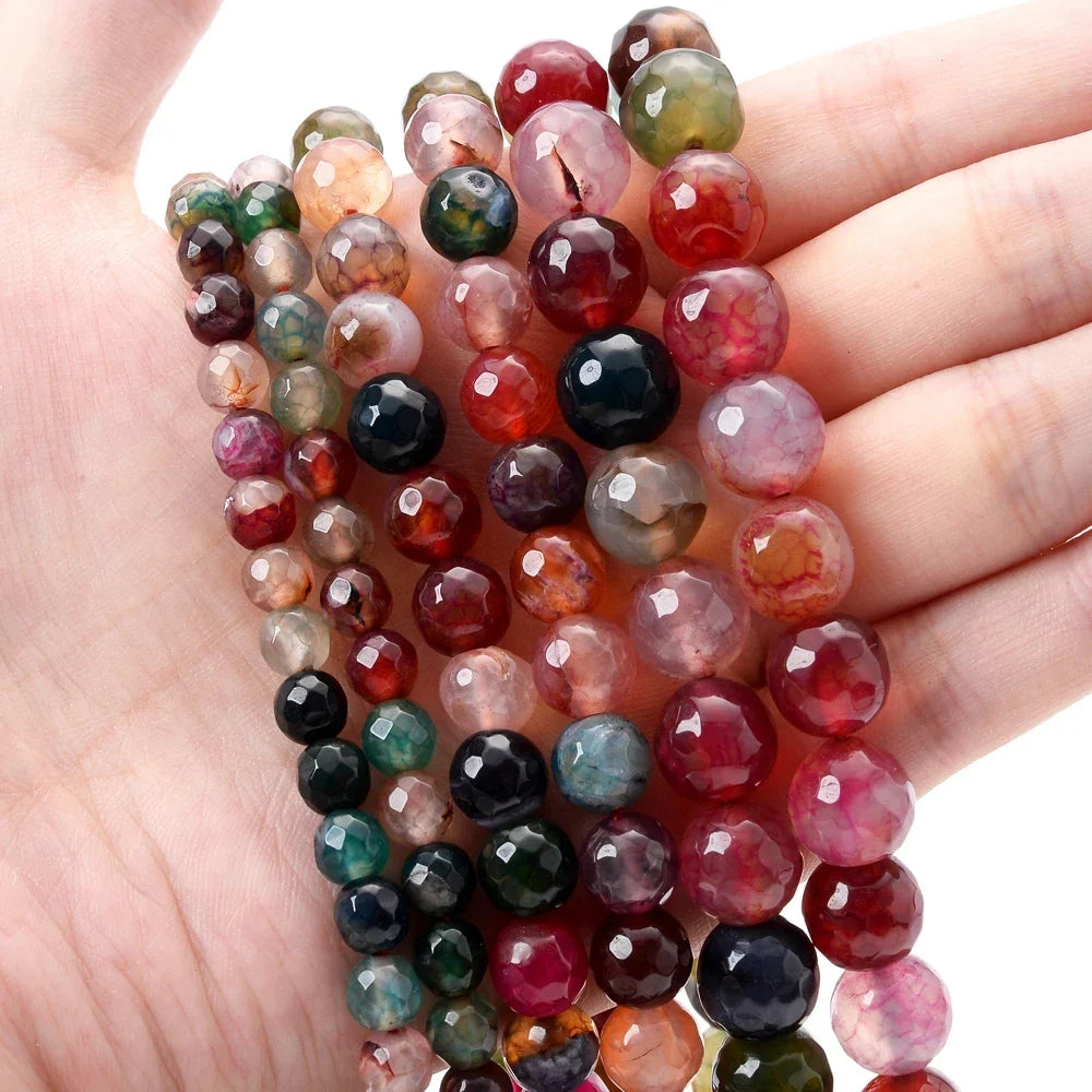 Natural Stone Round Beads 4-12mm Tiger Eye Lava Turquoise Jade for DIY Jewelry Making Bracelet Craft Supplies