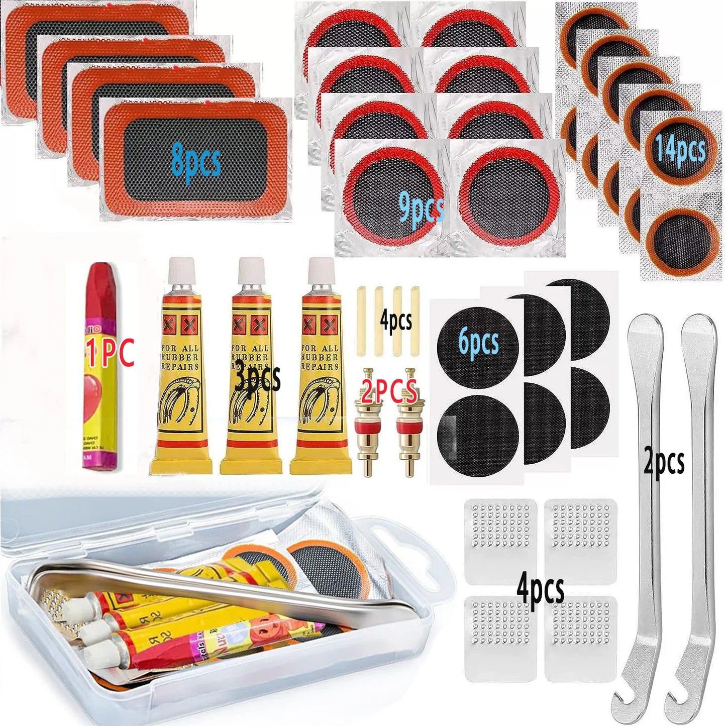 Bike Tire Repair Kit – Patches, Grinding Film, Crowbar & Multifunctional Tools for Cycling Repairs
