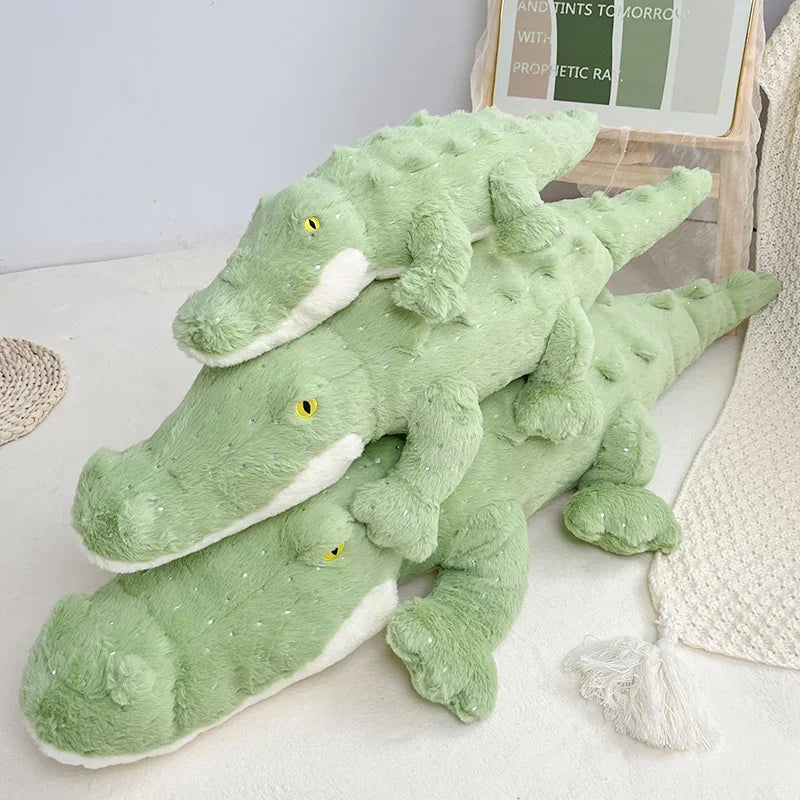 Soft Crocodile Plush Toy – Fluffy Stuffed Alligator Pillow Doll, Jungle Green Sofa Cushion, Birthday Gift