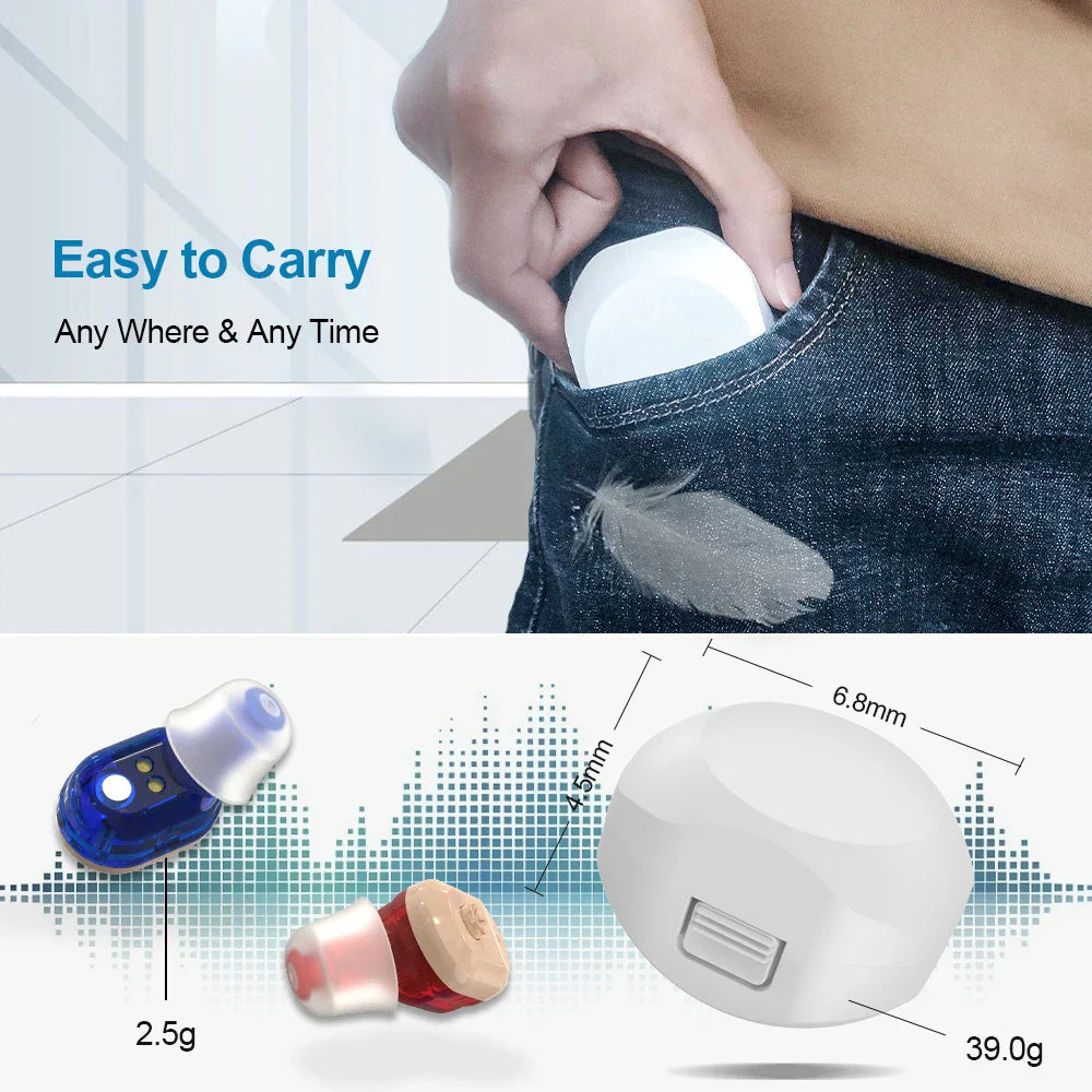 USB Rechargeable Hearing Aids: Invisible New Design for Deaf Assistance - Ideal Gift for Parents