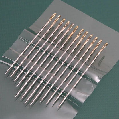 12/24/36Pcs Blind Needle Side-Hole Sewing Needles – Stainless Steel Threading Set for Elderly, DIY Hand Sewing & Household Apparel Repair Tools