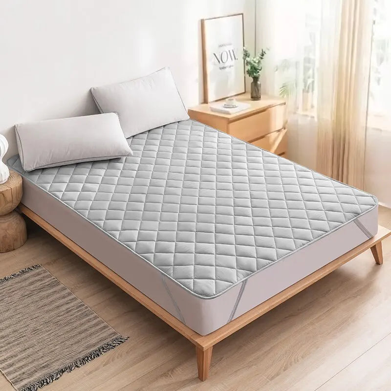 Ultrasonic Washable Mattress Protector — Elastic Band Bed Cover Pad for Full Protection